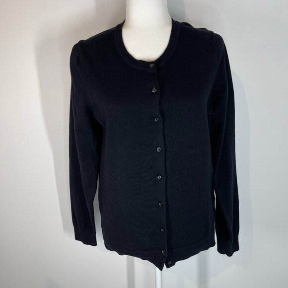 Tommy Hilfiger Black Button Down cardigan Sweater size Large - Picture 1 of 4